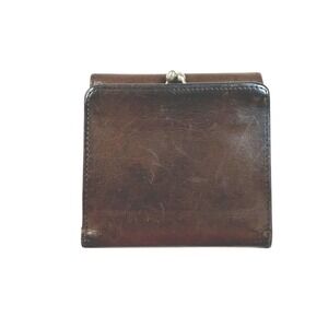 VTG Coach‎ Brown Leather Trifold Wallet Coin Purse Kiss Lock Snap Closure